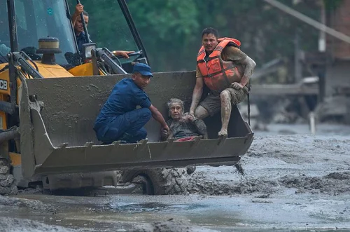Nepal flash flood — landslide impact in hill districts